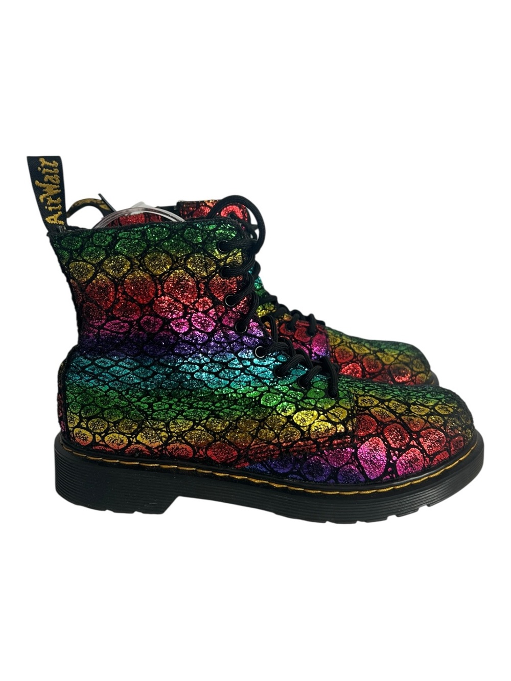 Dr Martens 1460 Pascaly Black + Rainbow Spot Metallic Suede Size 6 - Picture 2 of 13